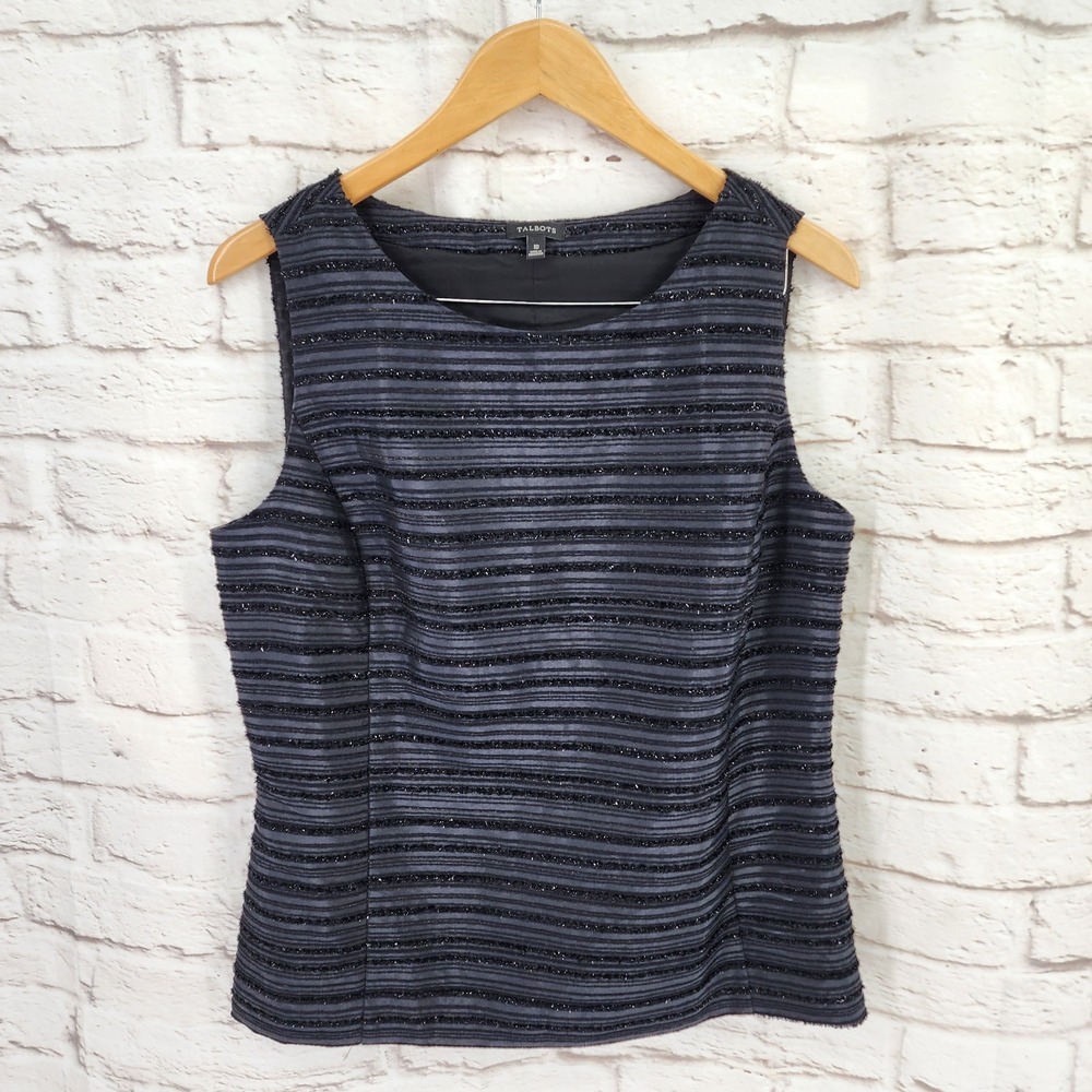 Talbots Navy and Silver Striped Camisole